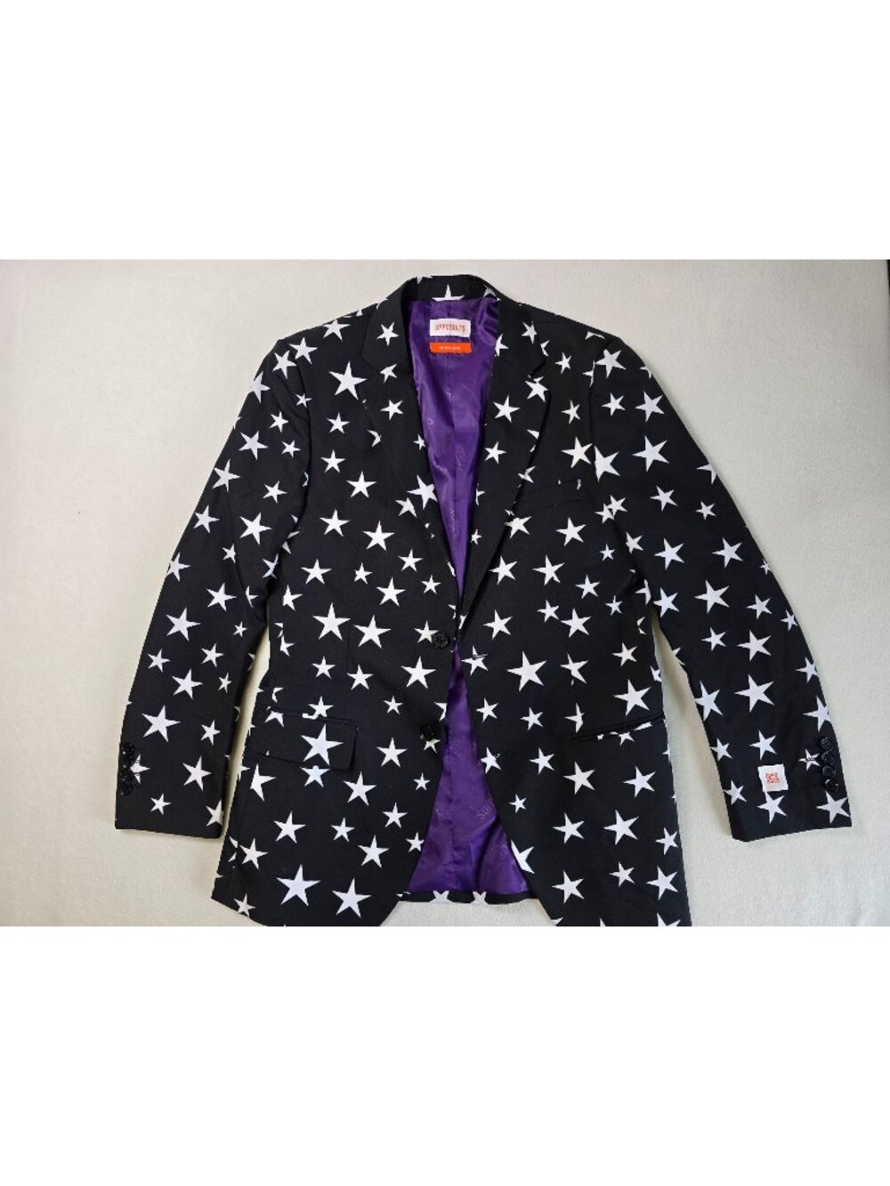 OppoSuits Mens Black & White Star Print Blazer Jacket Size 36 US Patriotic
